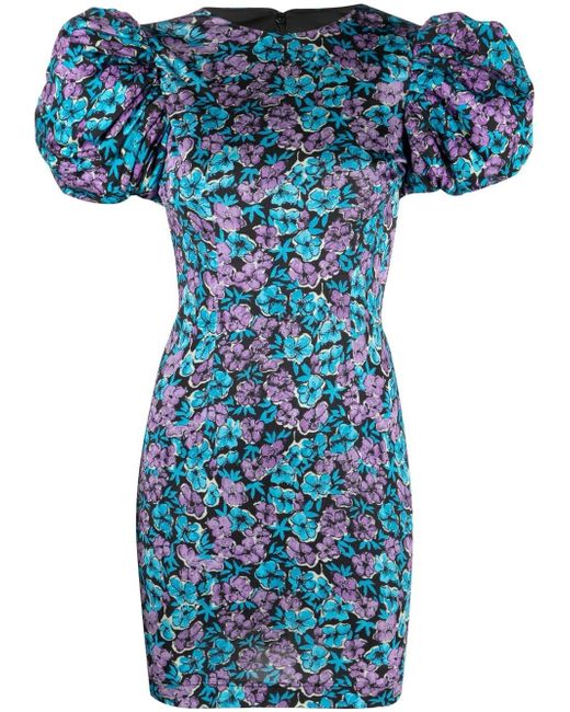 Rotate floral-print puff-sleeve dress
