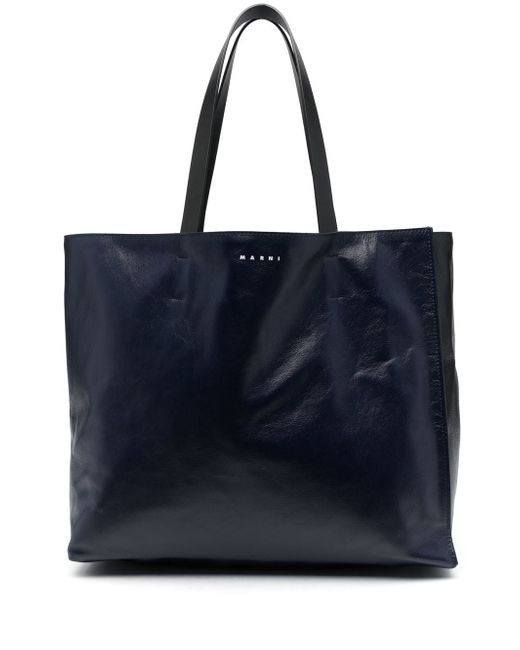 Marni logo-print leather tote bag