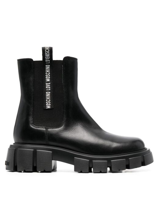 Love Moschino logo-tape leather boots
