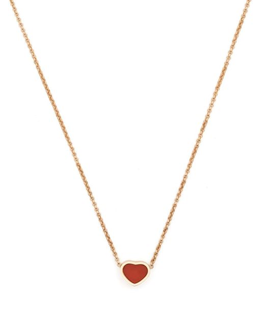 Chopard 18kt rose gold My Happy Heart carnelian necklace