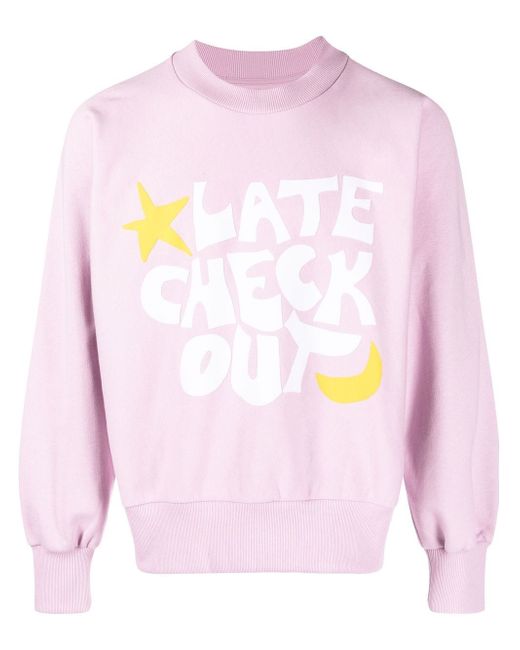 Late Checkout logo-print crew neck sweatshirt