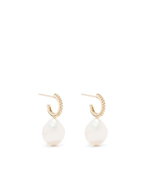 Mizuki 14kt yellow pearl and diamond earrings