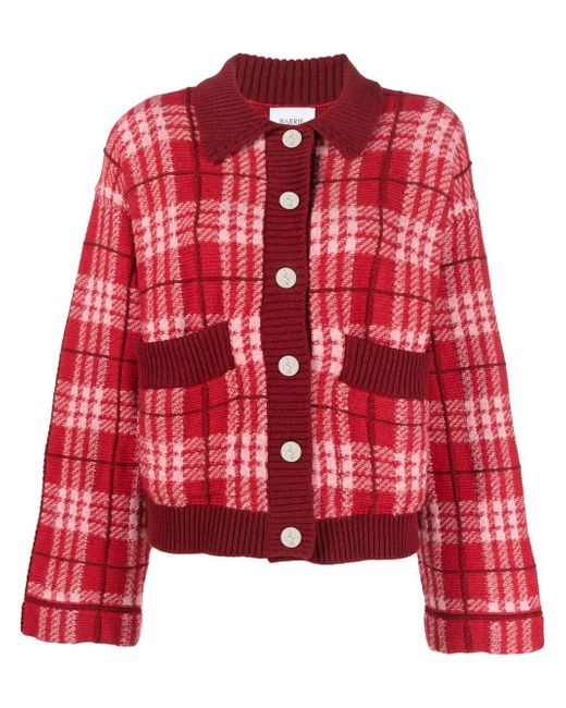 Barrie checked cashmere cardigan