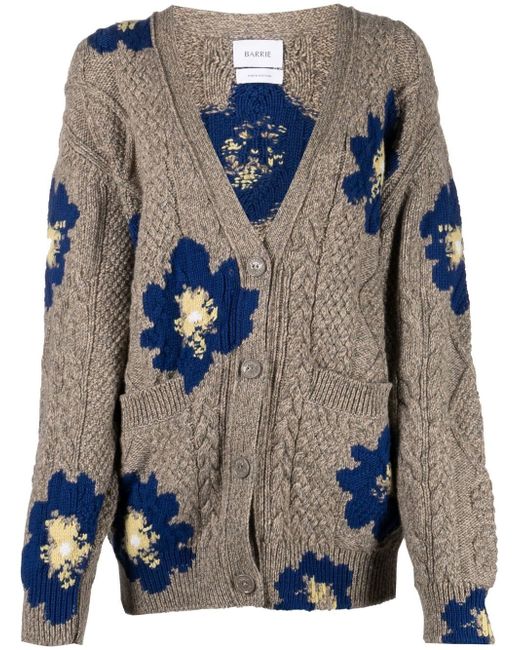 Barrie floral cable-knit cardigan