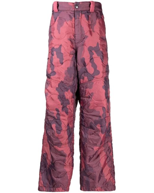 Oamc quilted camouflage-print trousers