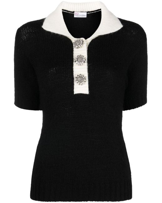 RED Valentino crystal-embellished knitted top