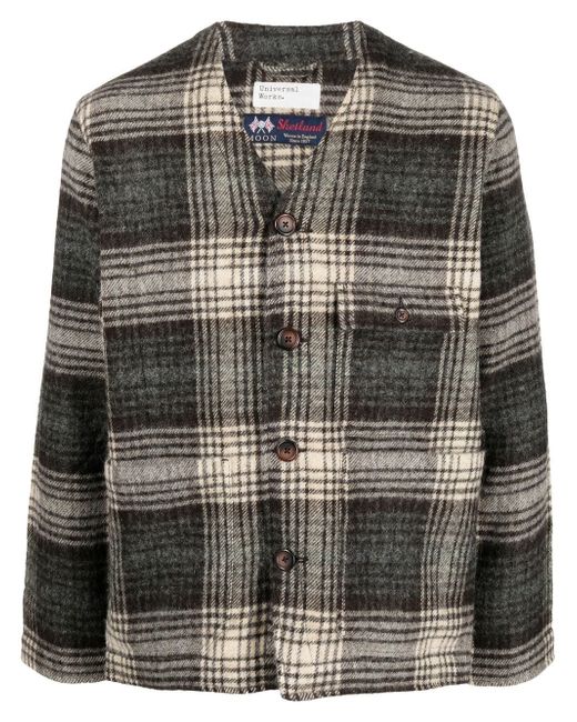 Universal Works checked wool shirt jacket