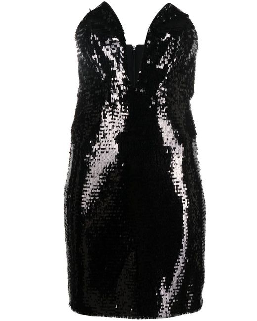 Genny sequin-design strapless dress