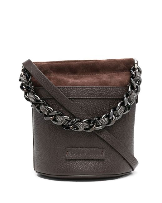 Fabiana Filippi pebbled-leather chained bucket bag