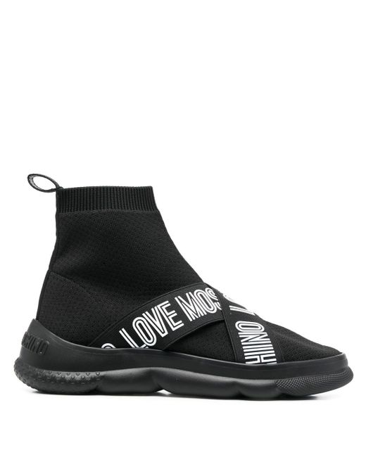 Love Moschino logo-strap high-top sneakers