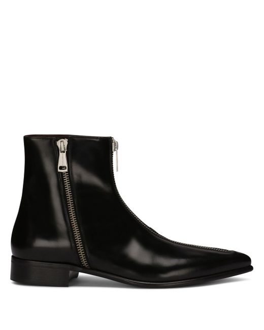 Dolce & Gabbana leather zip-detail ankle boots
