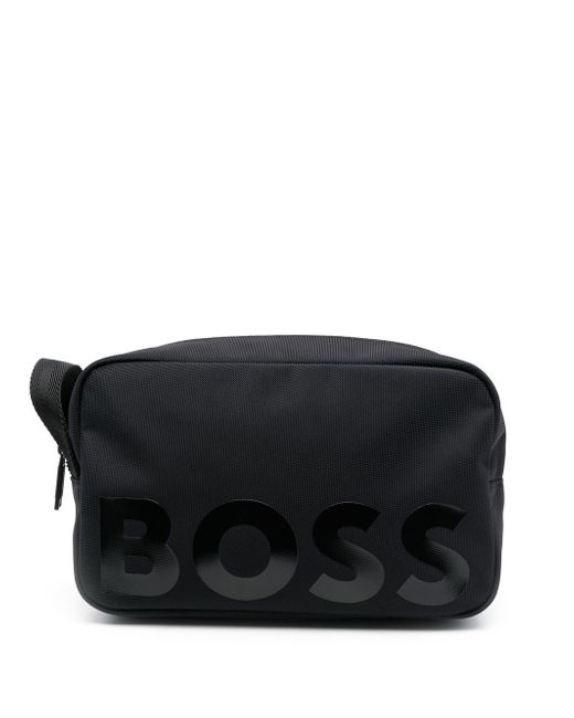 Boss logo-print wash bag
