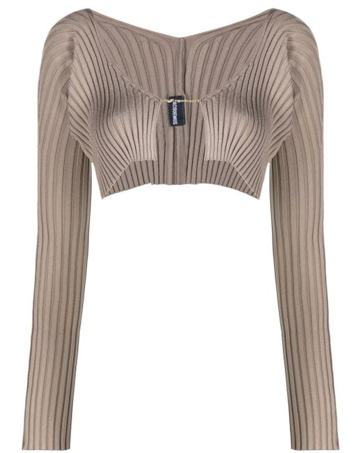 Jacquemus logo-charm cropped knitted cardigan