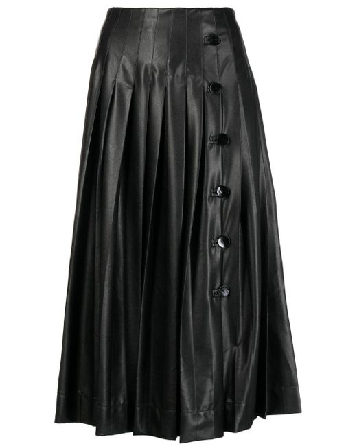 Altuzarra pleated faux-leather midi skirt