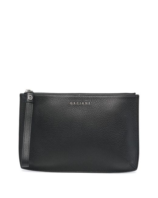 Orciani pebbled leather clutch bag