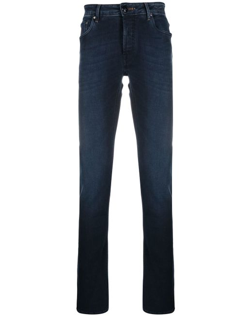 Hand Picked logo-patch straight-leg jeans
