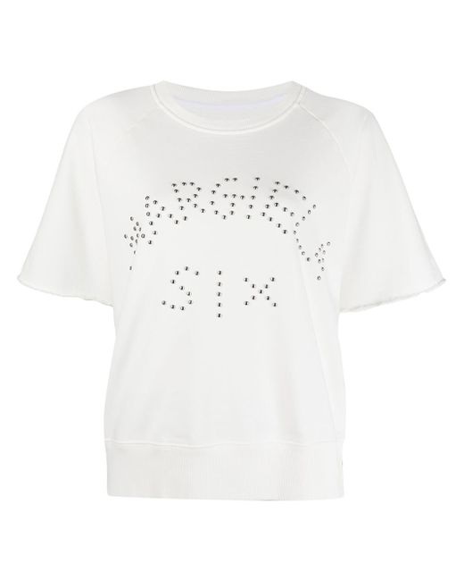 Mm6 Maison Margiela studded-logo short-sleeved T-shirt