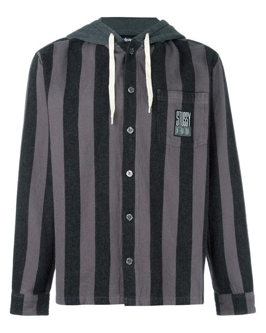 Stussy buttoned striped hoodie Large Cotton