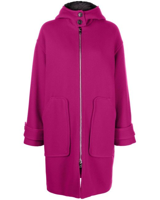 Msgm hooded zip-front mid-length coat