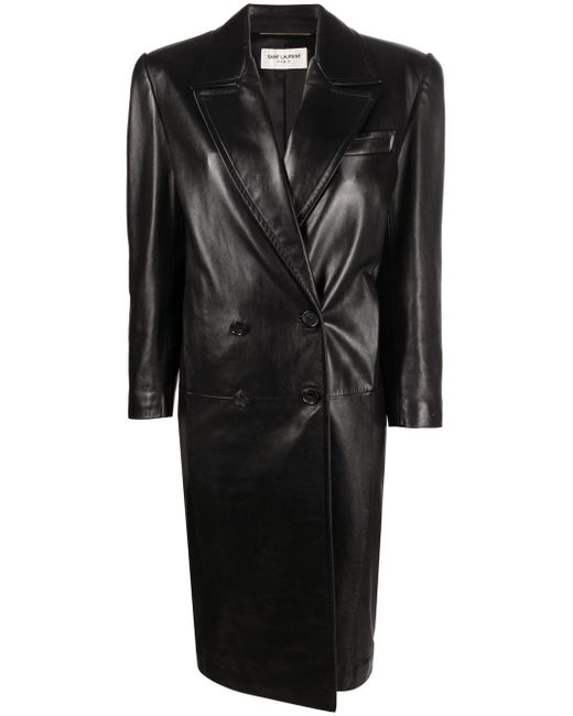Saint Laurent double-breasted leather coat