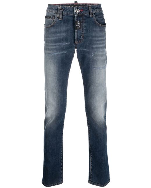 Philipp Plein logo-patch straight-leg jeans