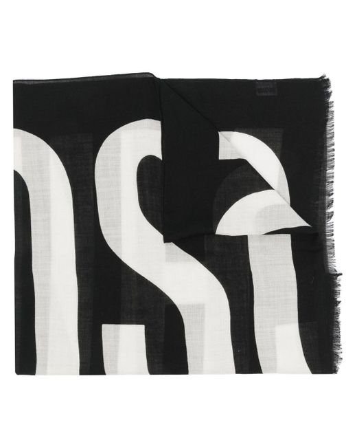 Moschino logo-print frayed-edge scarf