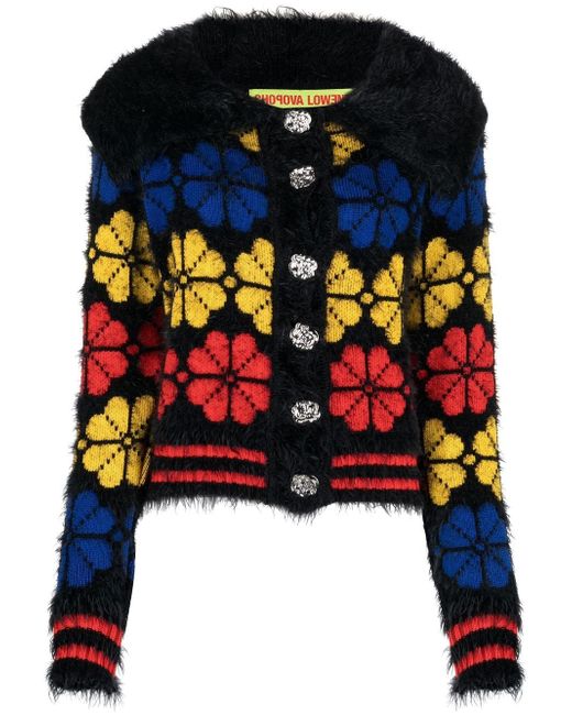 Chopova Lowena Rile floral-jacquard knitted cardigan