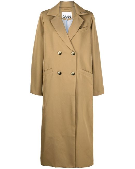 Ganni double-breasted recycled polyester coat