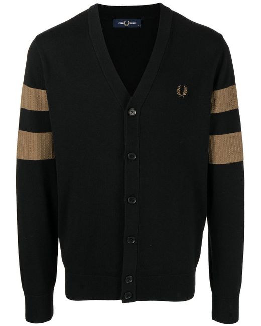 Fred Perry V-neck stripe-detail cardigan