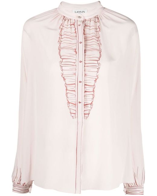 Lanvin graphic-print silk blouse