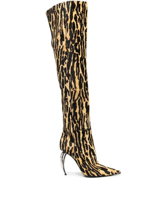 Roberto Cavalli tiger-print thigh-high boots