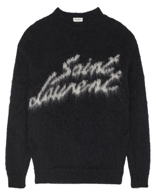 Saint Laurent logo intarsia-knit jumper