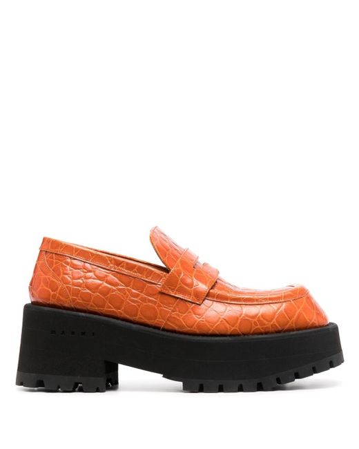Marni croc-effect moccasin loafers
