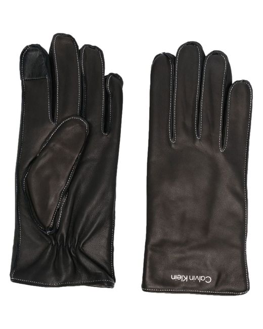 Calvin Klein stitched leather gloves