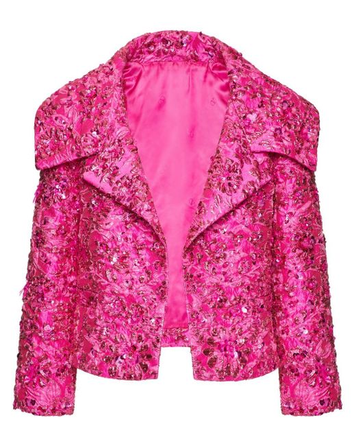Valentino crystal-embellished cropped jacket