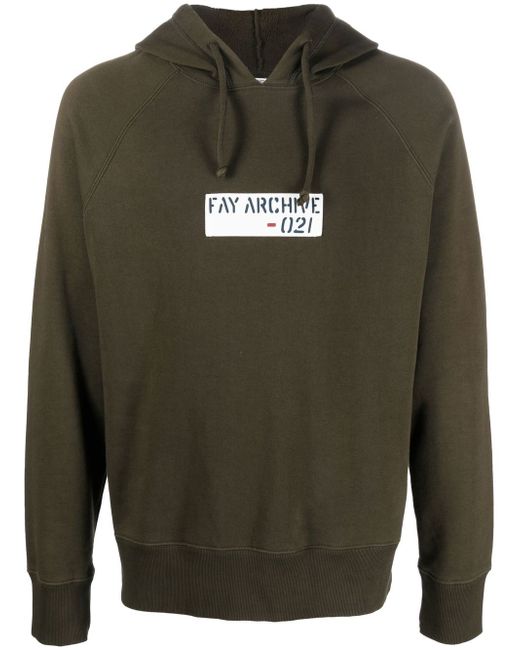 Fay logo-print drawstring hoodie