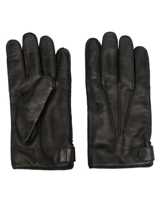 Billionaire leather logo-embossed button gloves