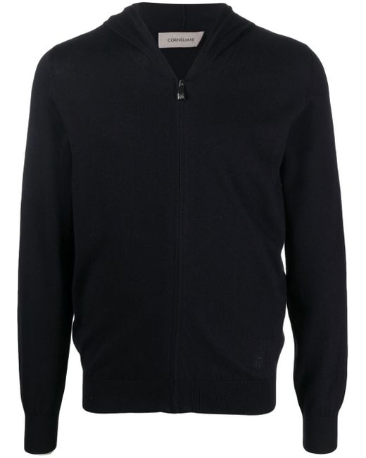 Corneliani zip fastening cashmere-cotton hoodie