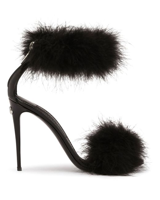 Dolce & Gabbana Keira 105mm feather-trim sandals