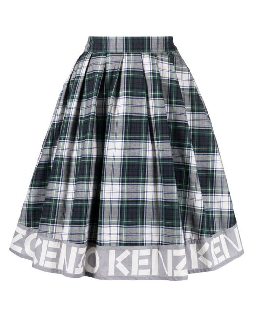 Kenzo logo-print check skirt