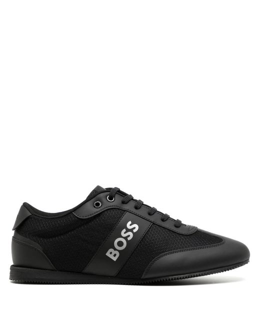 Boss logo-print faux-leather sneakers