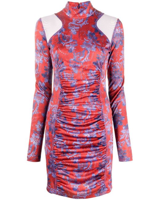 Versace Jeans Couture paisley-print ruched minidress