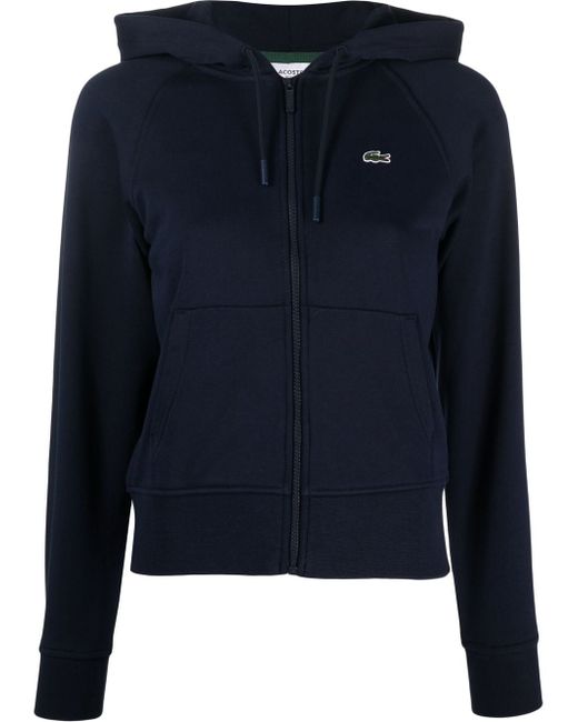 Lacoste logo-patch zipped hoodie