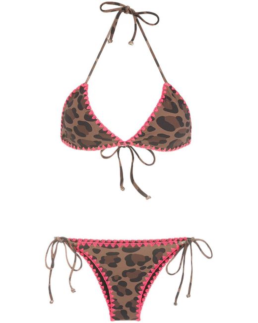 Brigitte animal-print crochet-trim bikini set