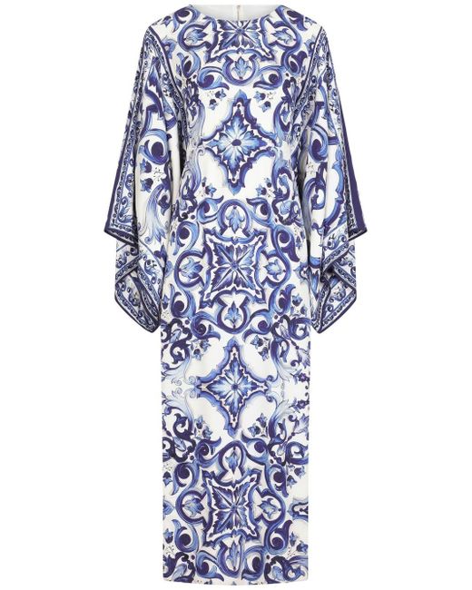 Dolce & Gabbana Maiolica-print batwing-sleeve dress