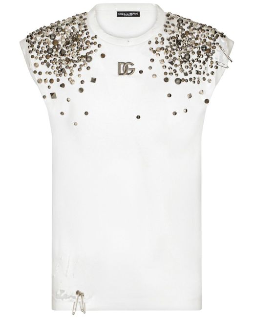 Dolce & Gabbana stud-embellished sleeveless T-shirt