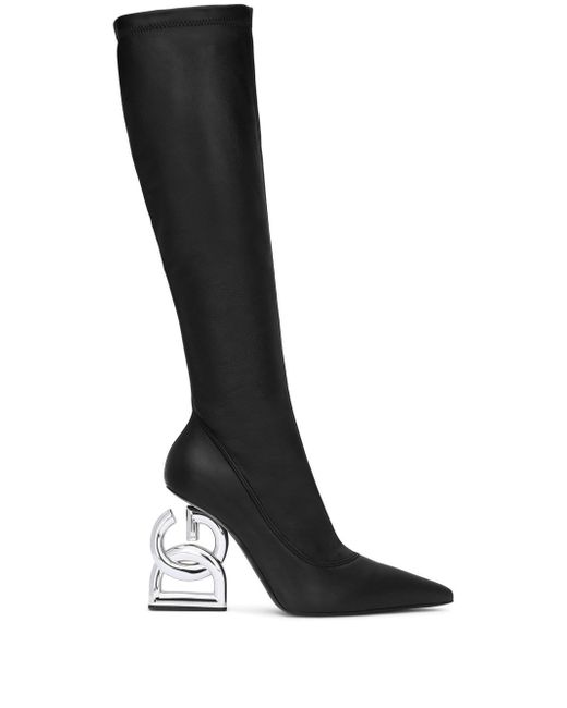 Dolce & Gabbana logo-heel knee-high boots