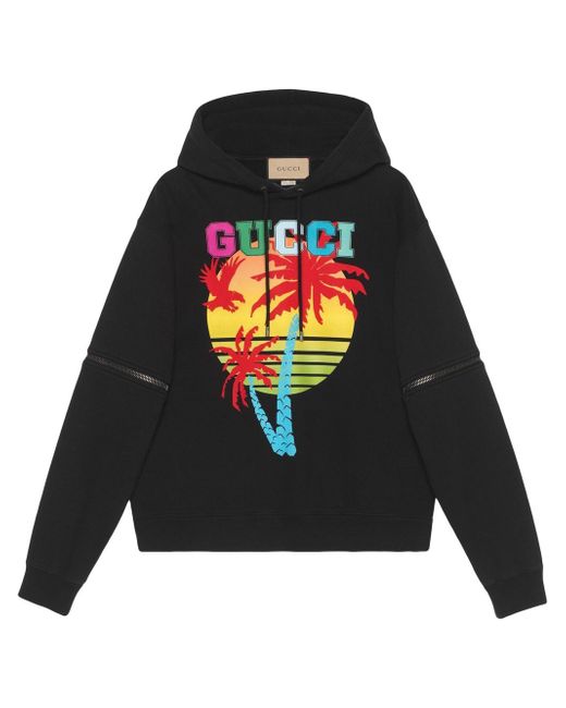 Gucci removable-sleeve Sunset-print hoodie