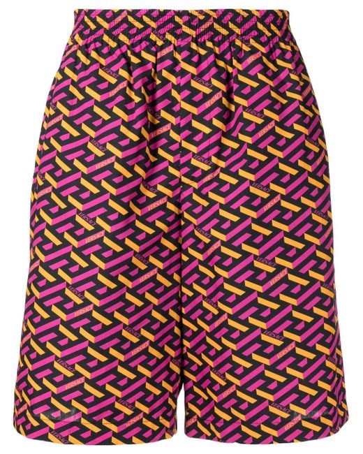 Versace logo geometric swim shorts