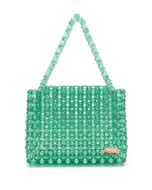0711 faceted bead-embellished tote bag